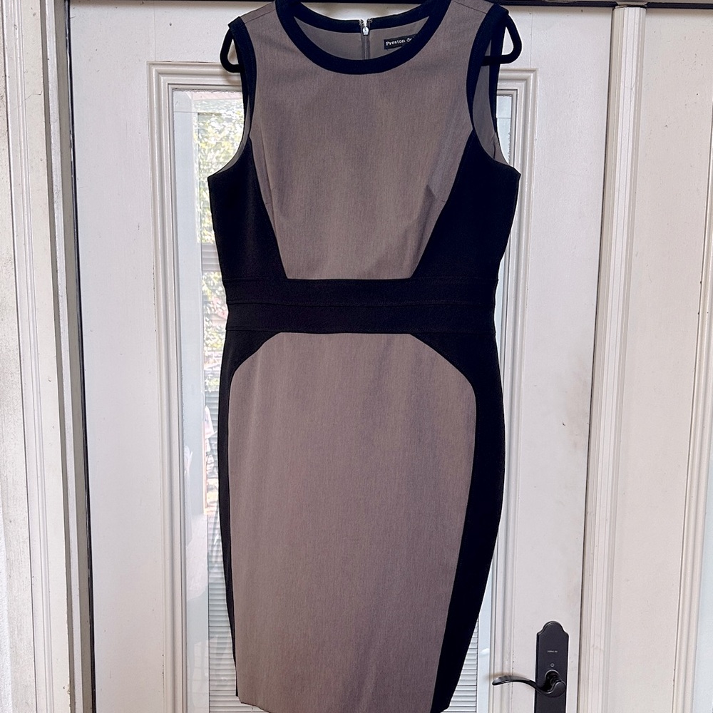 Preston & York Black and Taupe Color Block Midi Dress